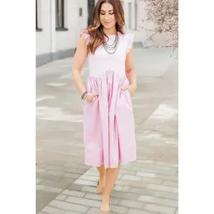 Ruffle Trim Basque Waist Dress