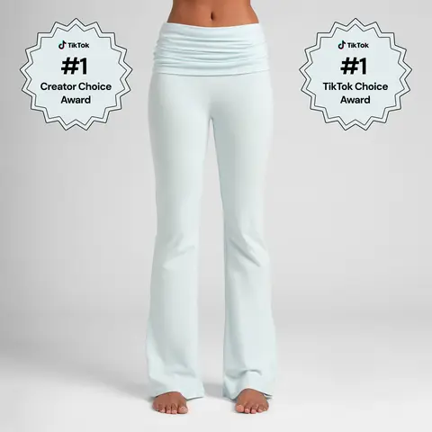 Comfrt | SoftStretch Foldover Pant | Flare Lounge Pants for Women Folded Waist Soft Cotton Bottoms