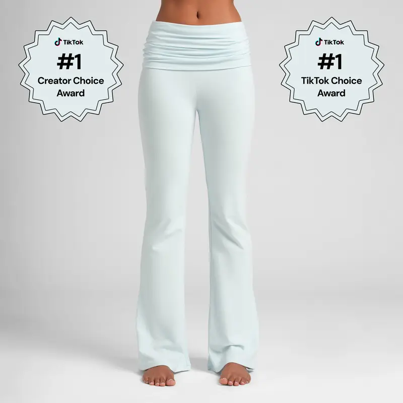 Comfrt | SoftStretch Foldover Pant | Flare Lounge Pants for Women Folded Waist Soft Cotton Bottoms