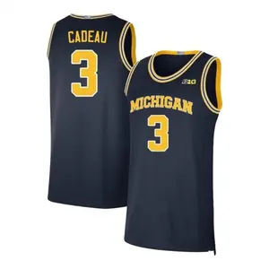 Navy #3 Cadeau Michigan Style Basketball Jersey, College Mesh Tank Top, Breathable Athletic Shirt, Game Day Outfit, Sports Fan Gift