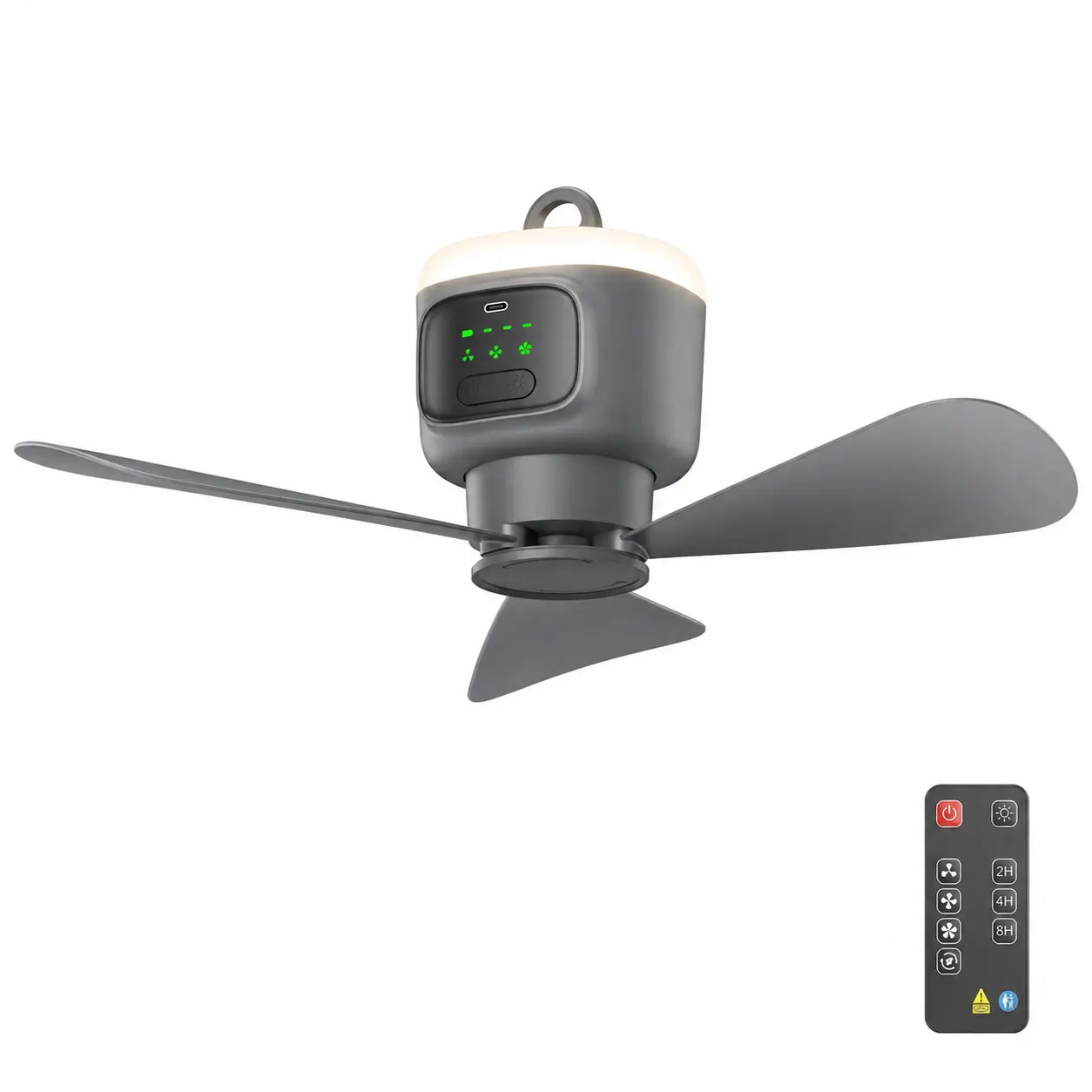 Serbasic 18" Canopy Fan with Light, Rechargeable Cordless Outdoor Cooling Fan, 12000mAh Battery Powered, Remote Control, Hanging Hook, Easy Operation for Gazebo, Camping, Rechargeable Portable Fan