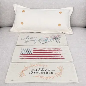 NEW! RECTANGLE SPRING/SUMMER/FALL BUNDLE:  3 seasons + BOHO REC. pillow: SPRING BIKE, OLD GLORY, GATHER TOGETHER