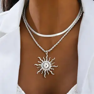 1pc Bohemian style minimalist sun layered necklace with a niche atmosphere, necklaces suitable for daily commuting/music festivals durable accessory