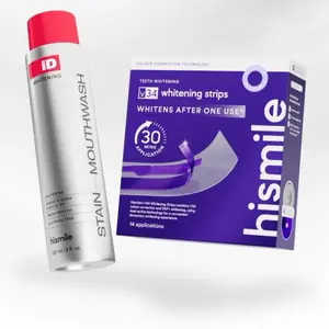 Hismile Starter Bundle, V34 Whitening Strips & iD Whitening Mouthwash, Save 50% Value Deal