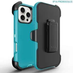 Essential phone case for outdoor workers, suitable for iPhone 16 Pro Max with back clip, iPhone 15 Plus protective case, 14 Max with rotating clip, 13 Pro waist-hanging phone case