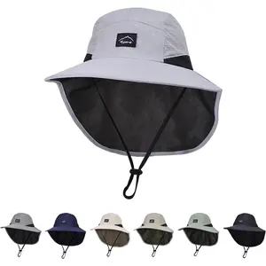 Kids Sun Hat with Neck Flap UPF 50+ UV Protection Wide Brim Breathable Fishing Safari Beach Summer Hat for Boys Grils