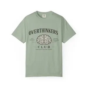 Overthinkers Club T‑Shirt — Brain Graphic Tee, "Thoughts Never Sleep"