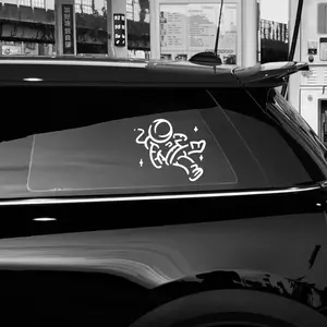 1PC Fresh Minimalist Space Astronaut Logo Sticker - Decal for cars, For car windows, backpacks, notebooks. Full of healing fun space vibe, add minimalist line astronaut + star embellishment elements. A favorite decor for space fun style lovers!