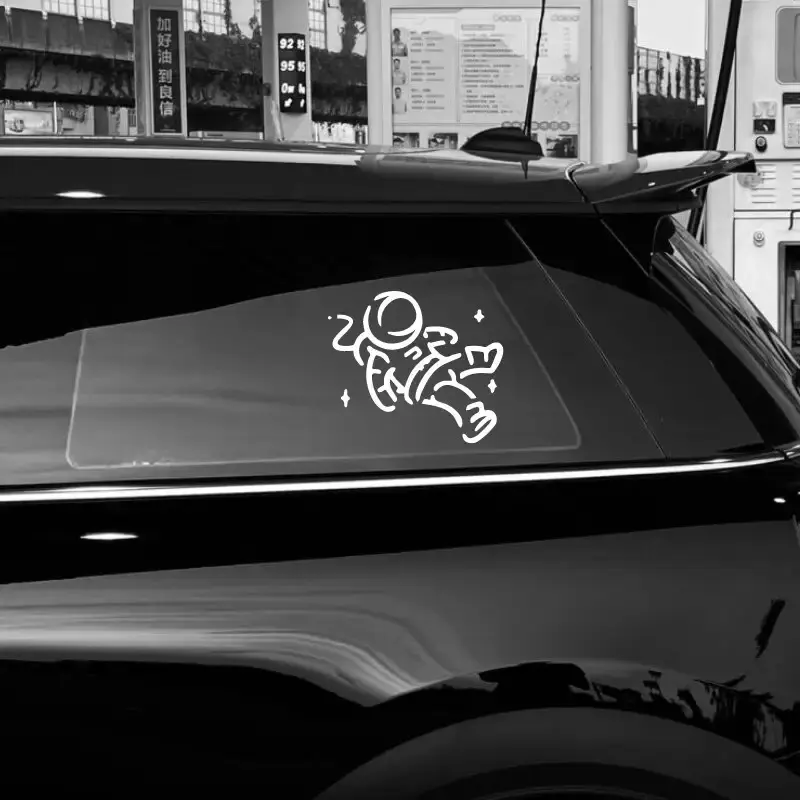 1PC Fresh Minimalist Space Astronaut Logo Sticker - Decal for cars, For car windows, backpacks, notebooks. Full of healing fun space vibe, add minimalist line astronaut + star embellishment elements. A favorite decor for space fun style lovers!