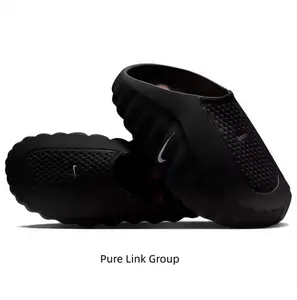 Black Thick-Soled Massage Slides, Orange Spherical Outsole, Breathable Fabric Upper, Pre-Game Recovery Tech Mules