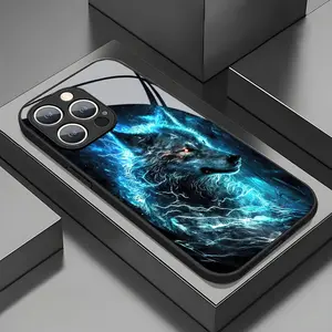 Phone Case: Advanced Lightning Blue Light Wolf King Pattern Phone Case for iphone17 17Air 16 Pro 15 Promax 14 Plus 13 12 11, Fashion Design, Tempered Glass, Protective Case with High-End Feel