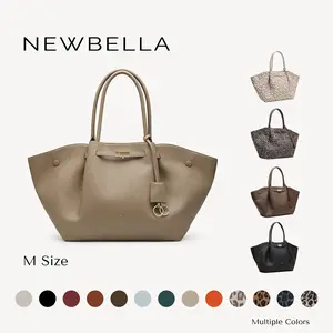 NEWBELLA Marella M Size Collapsible Top Handle Tote Bag - Women's Elegant PU Leather Purse, Detachable Charm, Magnetic Closure, 23.6"x12.6"x5.5"x11", Mothers Day Gift, Mom Gift, Work Bags for Women, Summer Everyday Tote Bags