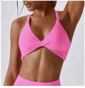 High Support Twist Back Sports Bra for Women Lightweight Breathable Gym Workout Bra Plus Size