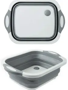 DSKK BLADE Collapsible Cutting Board with Knife – 3-in-1 Foldable Dish Tub, Washing Basket & Food Prep Station (8.5 Qt) | Space-Saving Kitchen & Camping Essential Chopping