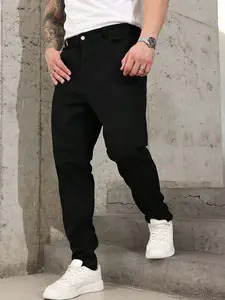 Men's tight jeans, hip-hop street style tight jeans, casual business fashion, mid to high waisted pants for all seasons, versatile high-quality jeans