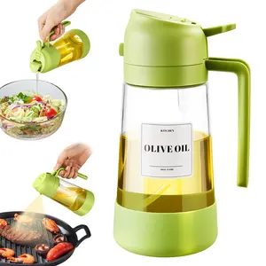 16oz/470ml glass oil sprayer bottle spray and pour dual-purpose air fryer kitchen household spray oil spray bottle oil tank seasoning pouring oil, with non-slip silicone bottom