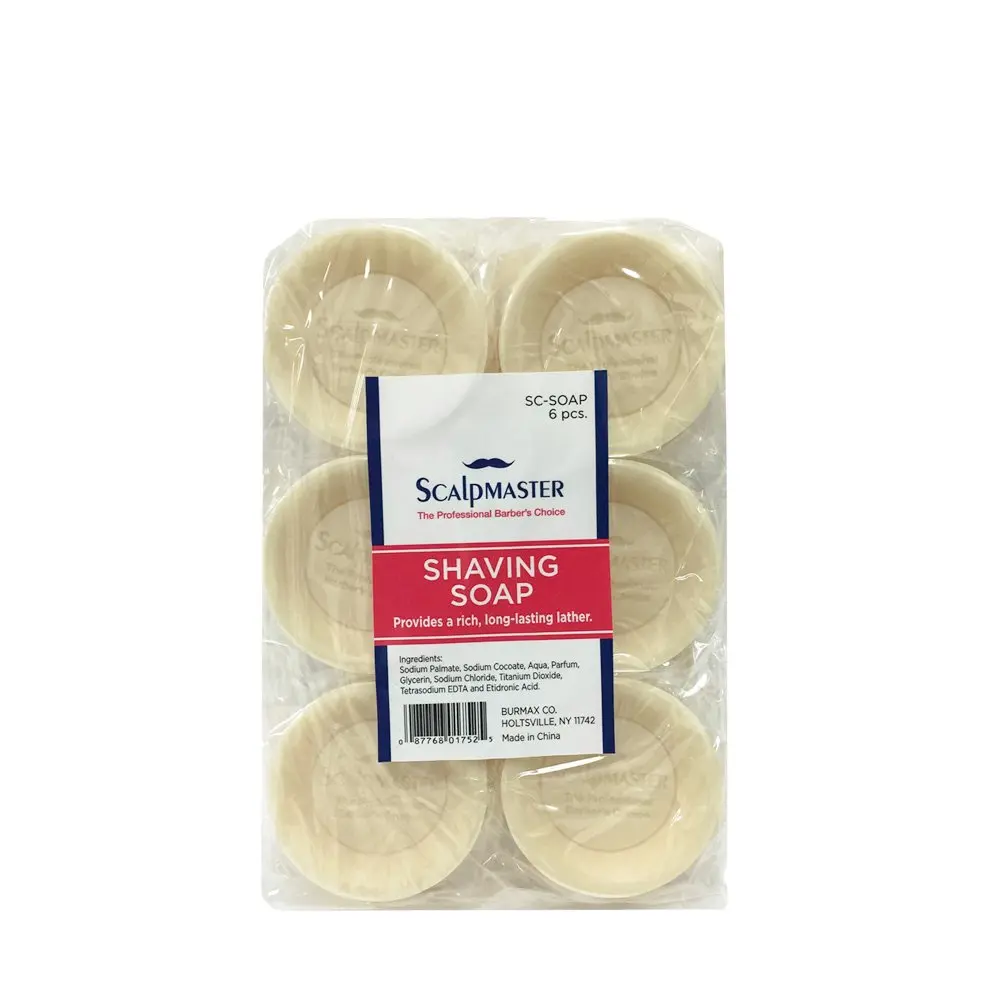 Scalpmaster Shaving Soap Multi-Pack - 6-Count Fresh Lather Coconut Foam Soaps, Skin & Body Safe Bath & Body Care for Normal Hair Removal Needs, Fresh Lather Soaps