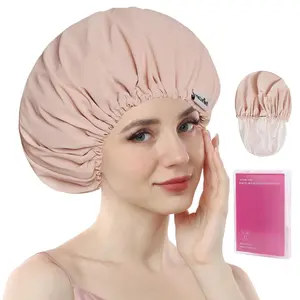 Shower Cap  , Double-Layer Hair Cap, with Elastic Band, Ideal for Shower, , Travel & Cleaning (Light , One Size)