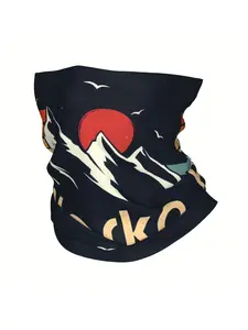 Vintage Retro Alaska Mountain Sunrise Bandana Neck Gaiter - Lightweight Breathable Multi-Use Scarf & Headband with Mountain Sunrise Graphic, Durable Outdoor Accessory for Hiking, Camping, Skiing, Hiking Gear, Cool Vintage Design, Comfortable Fabric