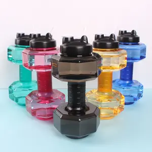 2.6L Plastic Dumbbell Shaped Fitness Water Cup Outdoor Portable Direct Drinking Bottle with Handle for Sports & Gym Use