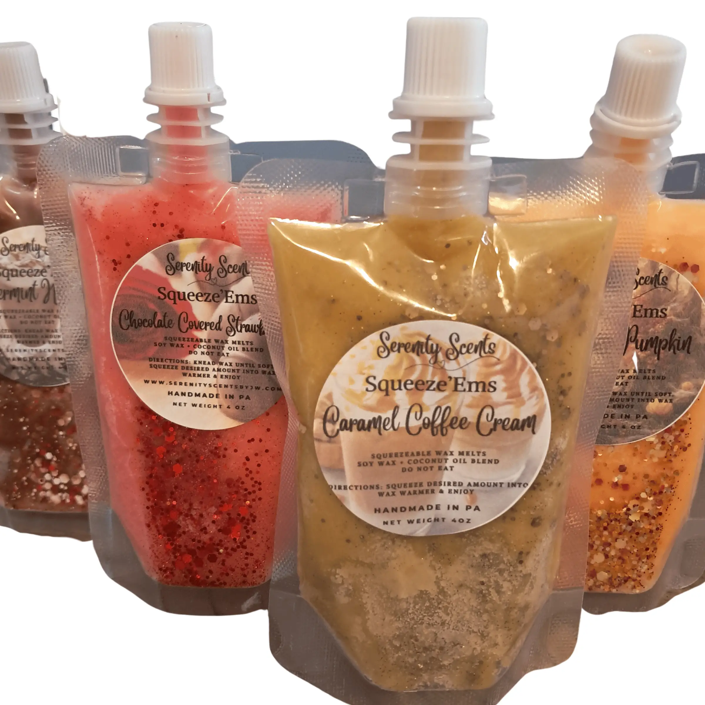 Squeezable Wax Melts. Made with Soy Wax and Coconut Oil.