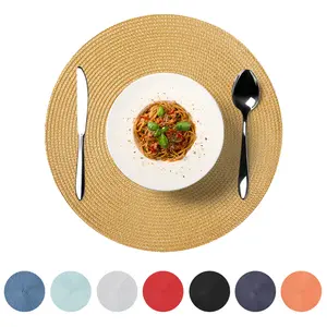 Minimalist Round Woven Placemats| Heat Resistant & Oil-Proof PP Dining Mats| Modern Solid Color Table Decor| Easy Clean Kitchen Essentials for Hosting & Daily Use