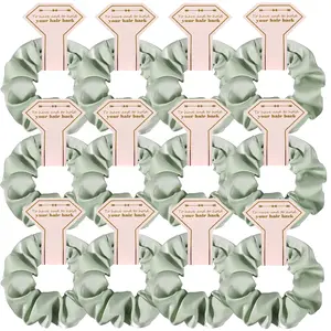 Satin Bridesmaid Scrunchies Bachelorette Hair Ties Set of 12 Bridal Shower No  Hairties ideas  for Wedding Party Favors Bridesmaid Proposal Gifts (12pcs Sage Green)