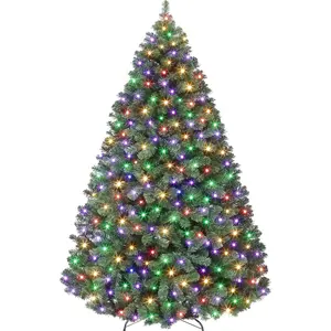 7.5ft    - Fluffy Fraser Fir with 600 Multicolor Lights & 9 Modes, Hinged Branches & 1300 Tips, Artificial   Includes Stand with Foot Switch for Holiday Home Decor Ornaments Decoration Deer warm tacky christmas Day of the Dead Set Maple Fall Lighted Tree