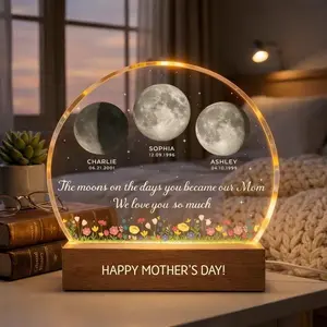 The Days You Became Our Mom, Custom Moon Phase by Date - Personalized Acrylic Mom Plaque - Heartfelt Mother's Day Gift for Mom