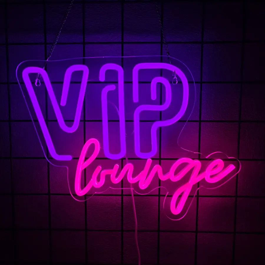Vip Room Neon Wall Decor Sign, USB Powered LED Illuminated Logo for Bars Hotels Cafes Vip Rooms Home Decoration Easy to Hang