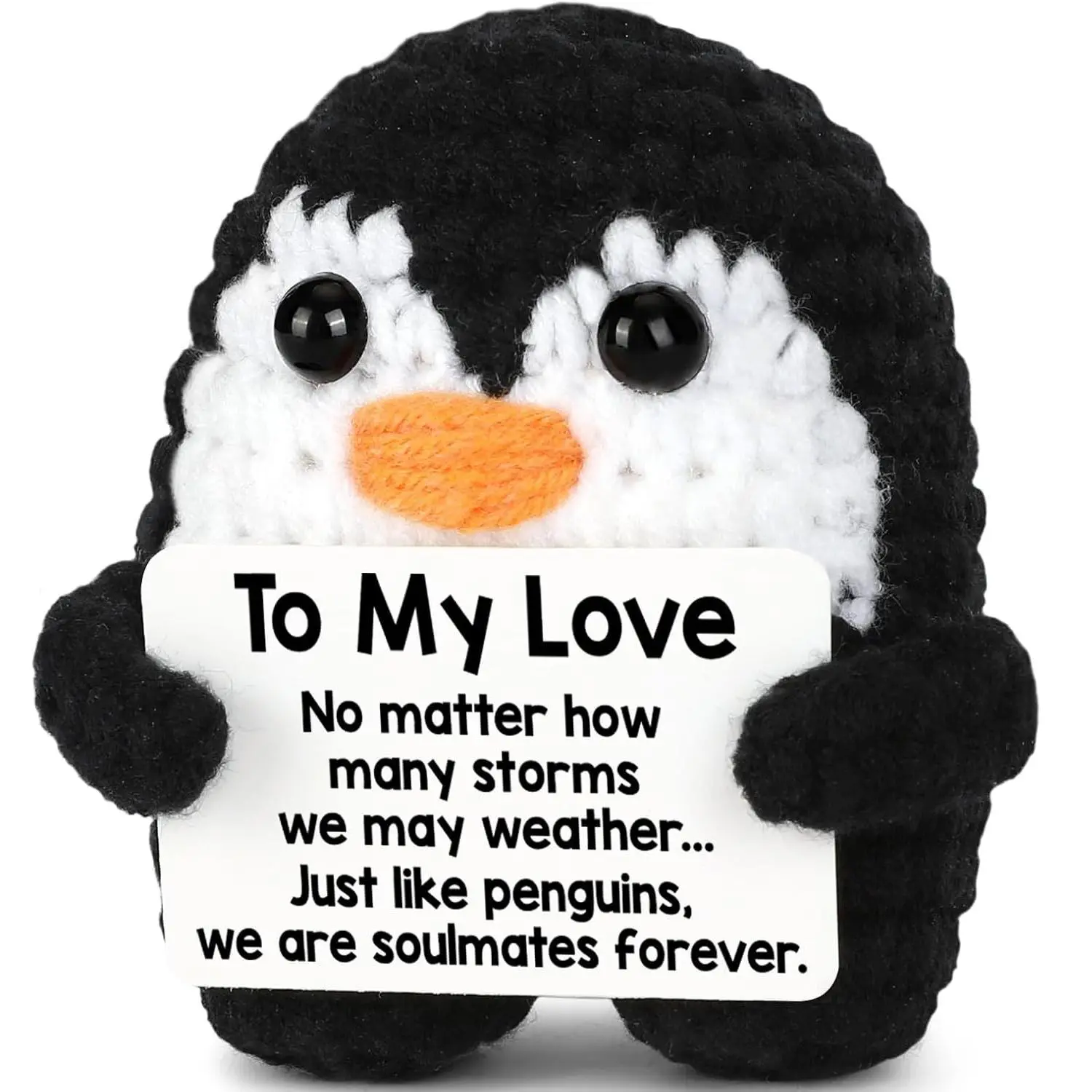 Gifts for Him Her Boyfriend Girlfriend, to My Love Amigurumi Gift Handmade Crochet Animals Mini Penguin Anniversary Birthday Gifts for Women Men, Romantic Valentines I Love You for Wife Husband Couples, Huggable Stuffed Animal