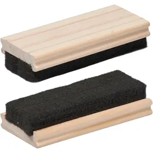 Traditional Chalkboard Eraser 2 Pack 4.9 Inch Premium Chalk Erasers with Wooden Handle Durable Cleaner for Chalkboard Blackboard Dry Chalk Surfaces for Classrooms or Home