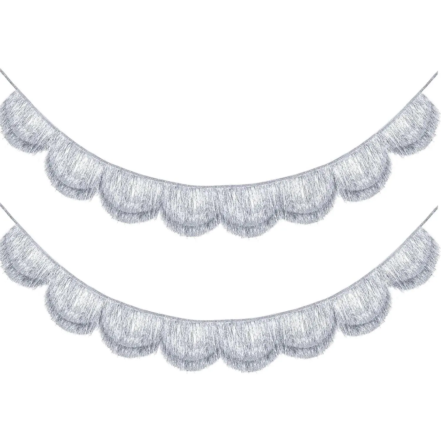 2 count 6.8 ft  Fringe Banner, Scalloped Layered Tassel Banner  Fringe Galand Party Decoration Backdrop Photo Booth for Graduation Birthday Bachelorette Wedding Bridal Shower Disco