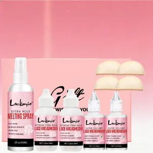 Hair Glue Gift Box Set, Hair Spray Adhesive Remover, Strong Fixation, Non-Greasy, Includes Lace Wig Cap, Auxiliary Wig Wear