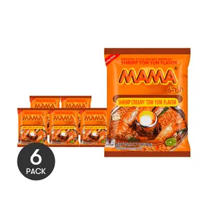 MAMA Tom Yum Shrimp Instant Noodles - 6 Pack, 90g Each | Authentic Thai Spicy Soup Flavor
