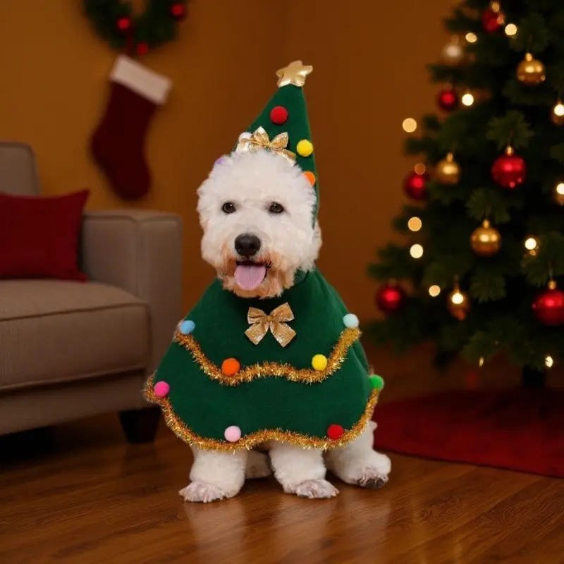 Christmas Pet Cape Costume Reindeer Santa Cloak for Small Dogs Cats Winter Party Dress Up