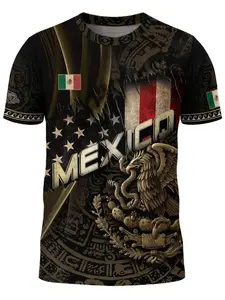 Mexico Usa Flag Golden Eagle Aztec Pattern Heritage Unity Pride Power Shirt, Sporty Fitted Long Sleeve, All Seasons Clothing