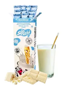 Milk Flavoring Straws – 10 Straws, WHITE CHOC flavor, Low Sugar, Kid-Approved Fun, No Artificial Flavors or Colors, Works with Any Milk, Perfect for Lunchboxes & Gifting, Flavored milk, Healthy snack for kids