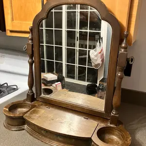 Vintage Wood Vanity Dresser Top Mirror