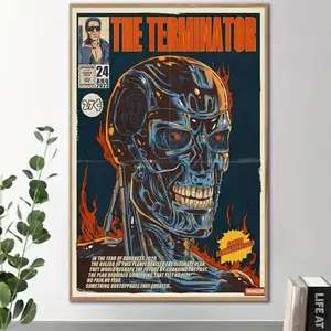 The Terminator Movie Poster - Retro Sci Fi Wall Art, Vintage Comic Style Poster, Hero Print, No Frame