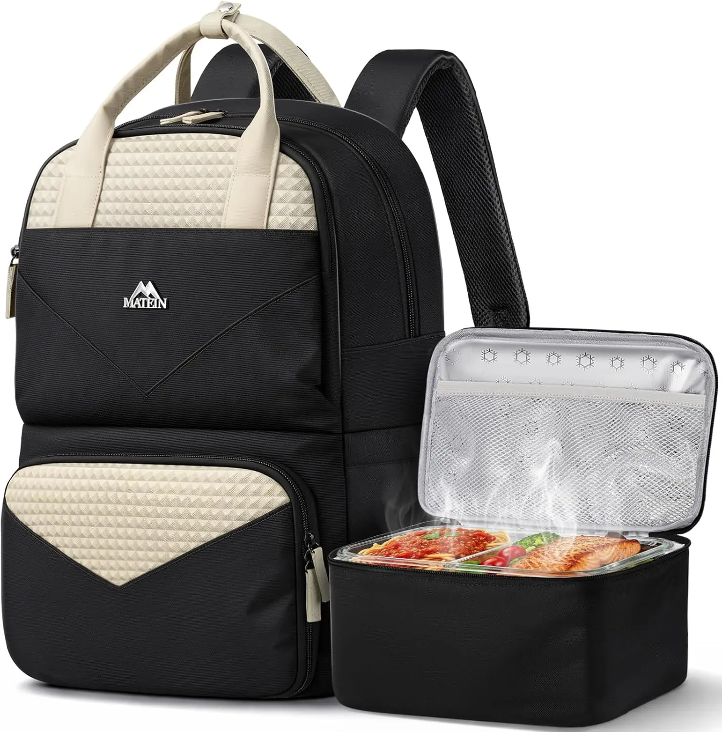 MATEIN CLASSIC Womens Lunch Box Backpack for Work, Insulated Lunch Backpack with Divider & Removable Lunchbox Set, Large 15.6" Laptop Backpack, Water-Resistant Commuter Bag for Work & Daily Meal Prep Summer Sale
