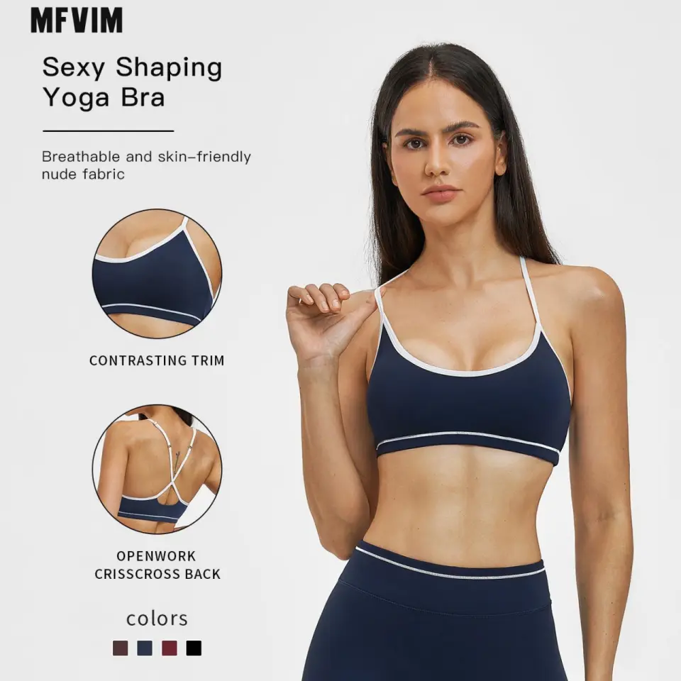 MFVIM Colorblock Nude Breathable Sports Bra - Large U-Design, Adjustable Shoulder Straps, Workout Bra for Yoga, Running, Colorblock Sports Bra