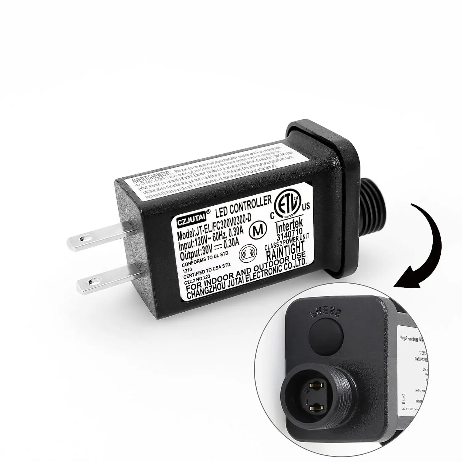 30V 9W 8 Mode Light LED Transformer 30V LED Controller Class 2 Power Supply, Low Voltage Transformer US Plug, Replacement for CZJUTAI JT-EL/FC300V0300-C Christmas Lighting,String Light (1)