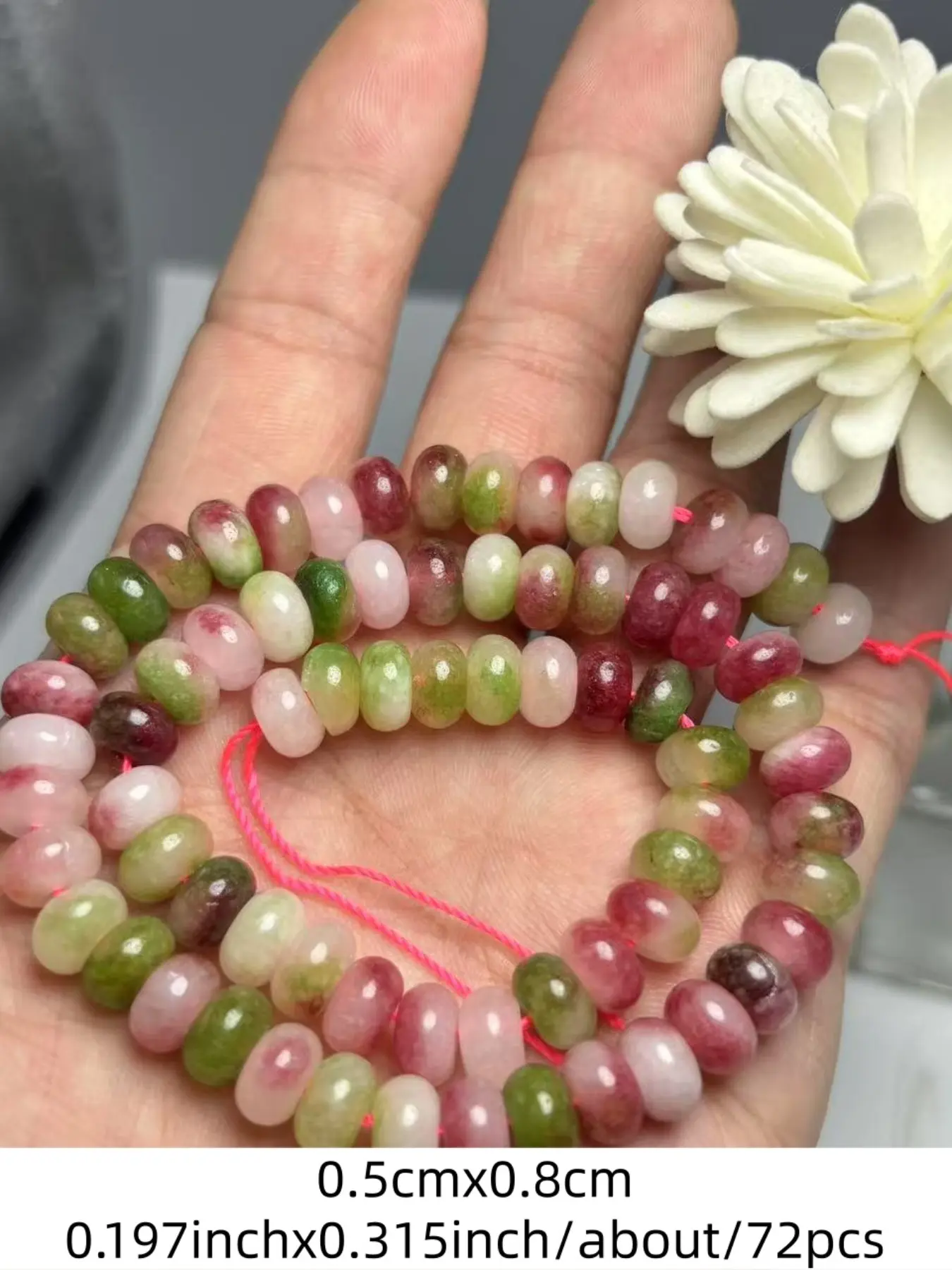5x8mm Natural Stone Watermelon Beads, 72pcs Loose Spacer Beads, Hole Design for Stringing, DIY Jewelry Making Supplies, DIY Beading Accessories