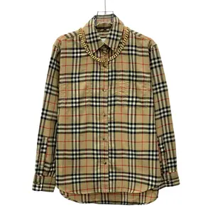 RDLT— Burberry Brown Chain Detail Check Cotton Shirt Size 38