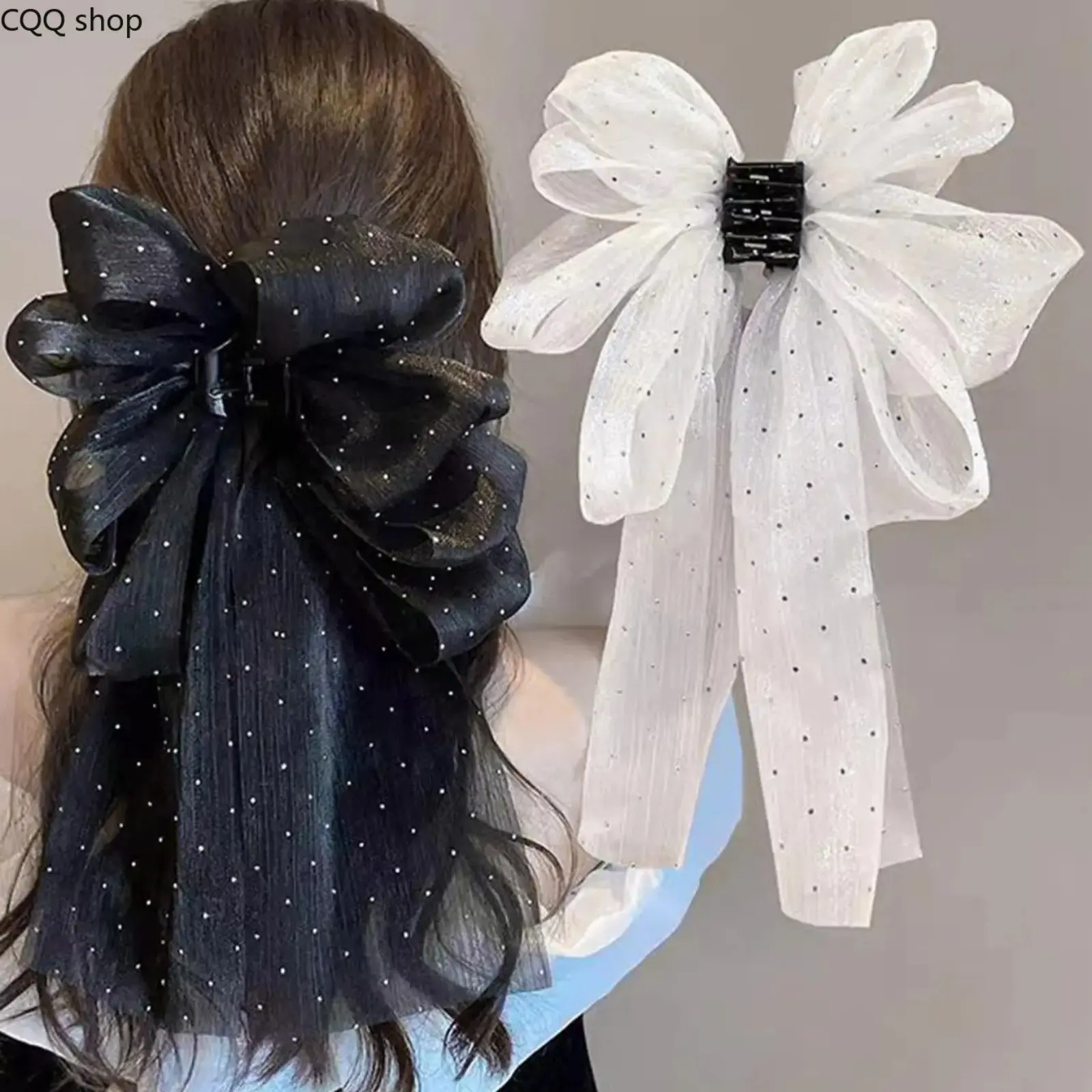 Glitter Bow Hair Claw Clips, stylish claw clips for women and girls. Sparkling elegant design, practical hair accessories ideal for daily wear, parties and various occasions