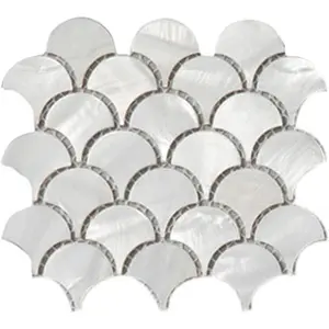 White Mother of Pearl Shell Fish Scale Mosaic Tile Backsplashe for Kitchen Shower Bathroom Sample