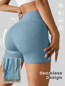 YMZFIT These peach-waist lift shorts are seamless, high-elasticity, and breathable women's sports shorts that won't slip down. Available in multiple colors and sizes S-XL.