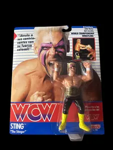 WCW Galoob Rare Spanish Card Sting (Black Trunks) European Wrestling Figure MOC