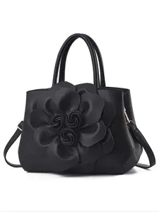 Elegant Fashion Large Floral Bow Square Handbag, Multi-functional Big Capacity Tote and Crossbody Bag, Stylish Design for Travel and Shopping, Versatile Bag